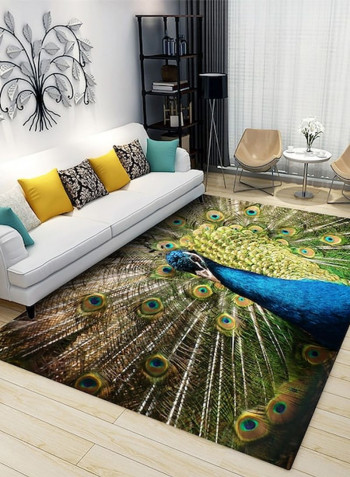 1 Piece Rug Soft Rectangle Peacock Print Living Room Bedside Floor Mat multicolour 140*200(W*L)cmcm