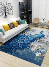 1 Piece Rug Soft Rectangle Peacock Print Living Room Bedside Floor Mat multicolour 140*200(W*L)cmcm