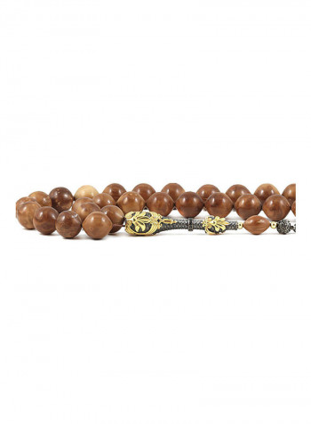 Coca Wood Prayer Beads With Sterling Silver Components