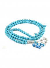 Howlite Turquoise Prayer Beads (99 Beads) With Sterling Silver Components