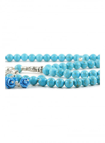 Howlite Turquoise Prayer Beads (99 Beads) With Sterling Silver Components