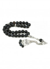 Onyx Prayer Beads With Sterling Silver Components