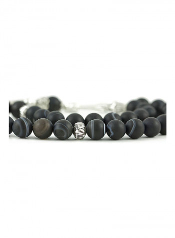 Onyx Prayer Beads With Sterling Silver Components