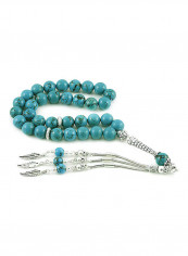 Turquoise Prayer Beads With Sterling Silver Components