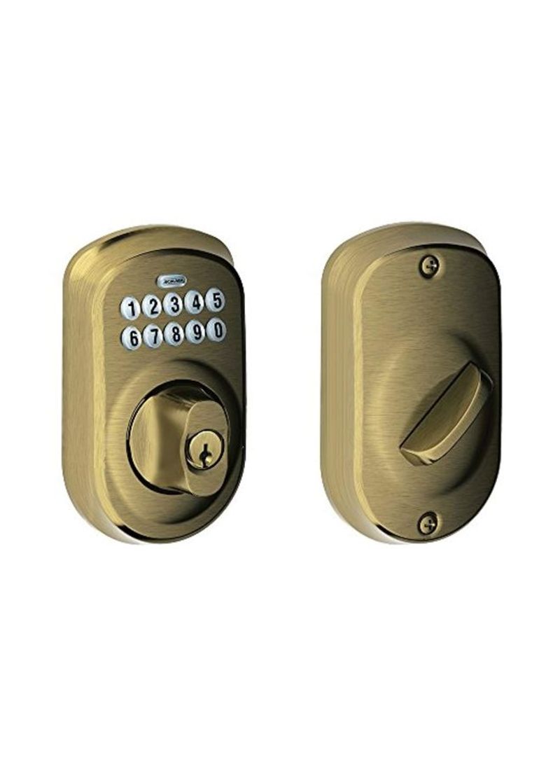 2-Piece Plymouth Keypad Deadbolt Door Lock Antique Brass