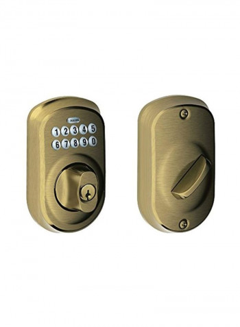 2-Piece Plymouth Keypad Deadbolt Door Lock Antique Brass