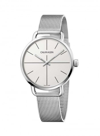 Men's Even Silver Stainless Steel Mesh Strap Watch