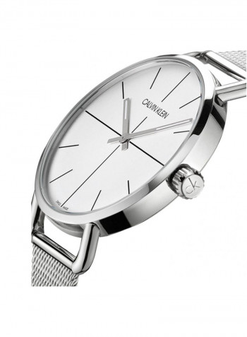 Men's Even Silver Stainless Steel Mesh Strap Watch