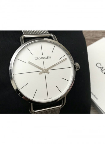 Men's Even Silver Stainless Steel Mesh Strap Watch