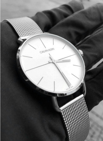 Men's Even Silver Stainless Steel Mesh Strap Watch