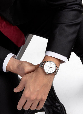 Men's Even Silver Stainless Steel Mesh Strap Watch