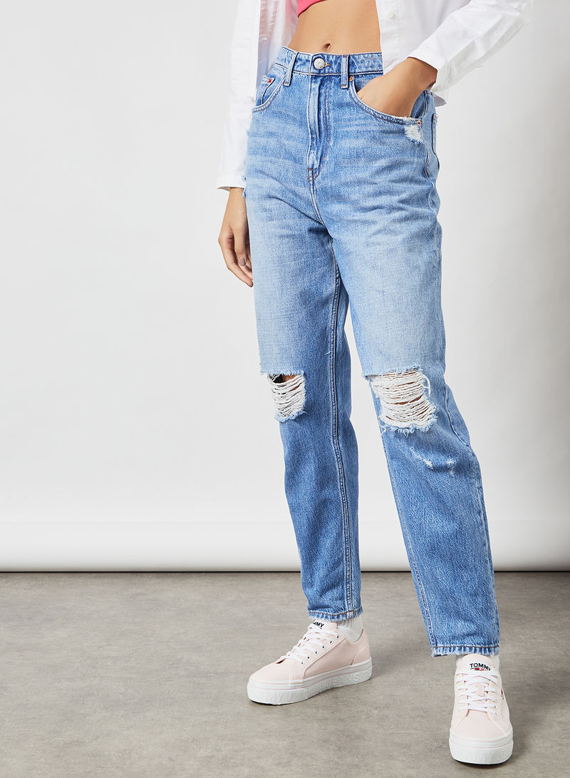 Mom Ultra High Rise Tapered Jeans Blue