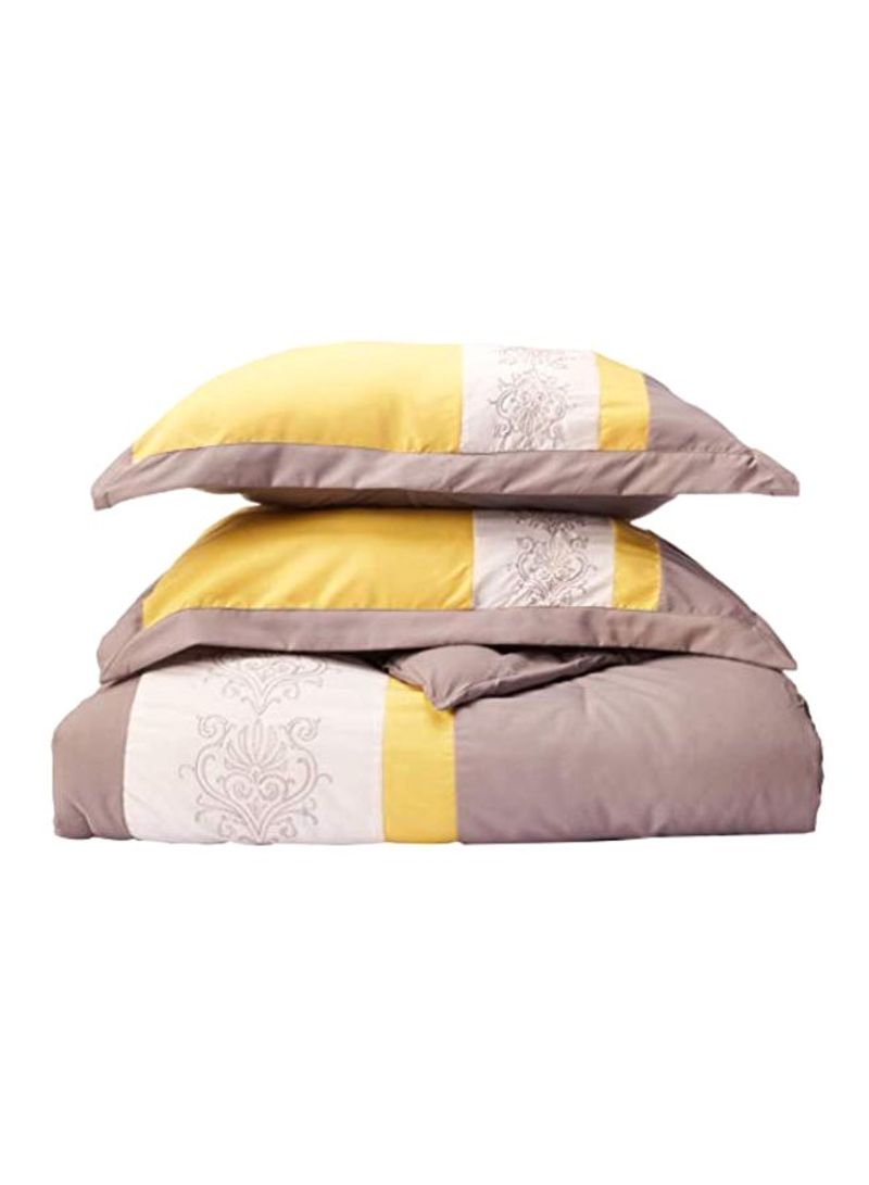 8-Piece Embroidered Comforter Set Yellow/Brown/White Queen