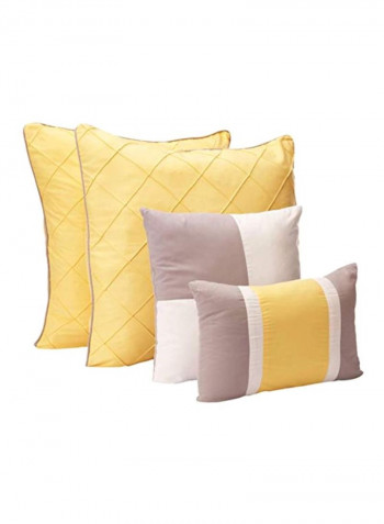 8-Piece Embroidered Comforter Set Yellow/Brown/White Queen