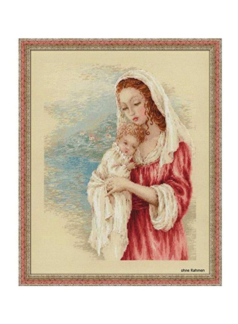 Tender Gaze Counted Cross Stitch Kit Beige/Red/Blue