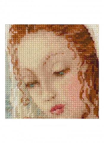 Tender Gaze Counted Cross Stitch Kit Beige/Red/Blue