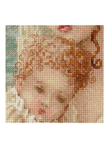 Tender Gaze Counted Cross Stitch Kit Beige/Red/Blue