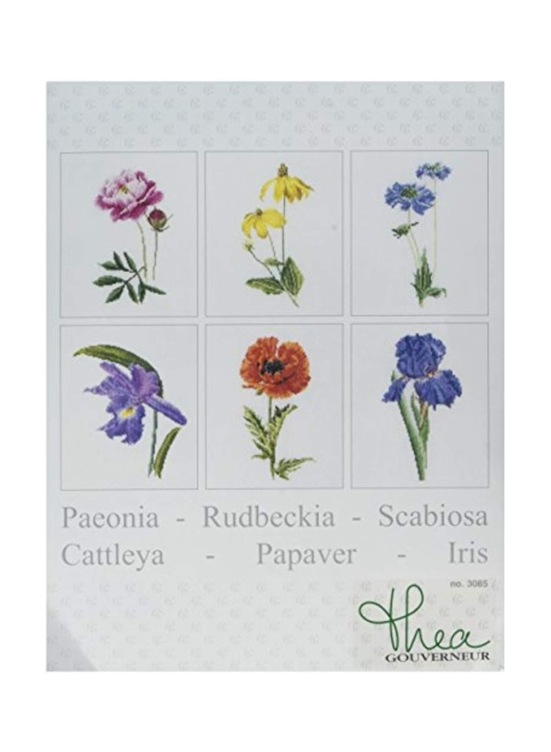 6-Piece Floral Studies Cross Stitch Kit White/Pink/Yellow