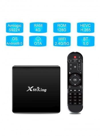 X88 King Android 9.0 TV Set Top Box With Remote V6907EU-1 Black