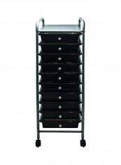 10-Drawer Rolling File Organizer Cart Smoke 36.5x6.5x15.8inch
