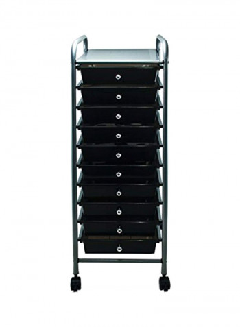 10-Drawer Rolling File Organizer Cart Smoke 36.5x6.5x15.8inch