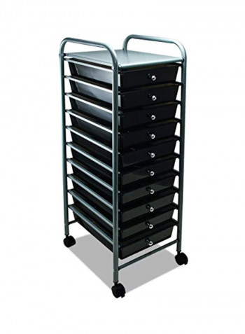 10-Drawer Rolling File Organizer Cart Smoke 36.5x6.5x15.8inch