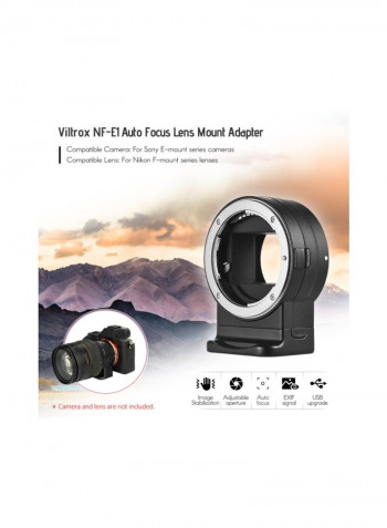 Lens Mount Adapter Ring For Nikon F-Mount/Sony E-Mount Camera Black/Silver