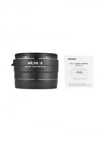 Lens Mount Adapter Ring For Nikon F-Mount/Sony E-Mount Camera Black/Silver