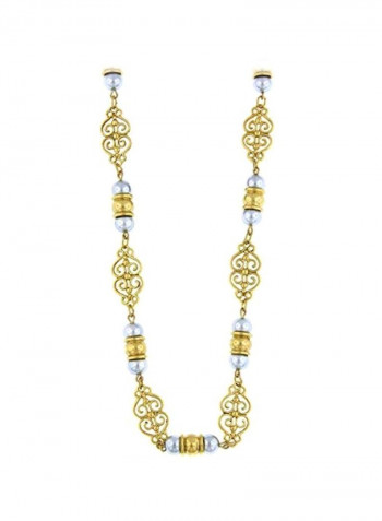 Simulated Pearl Studded Opera Necklace
