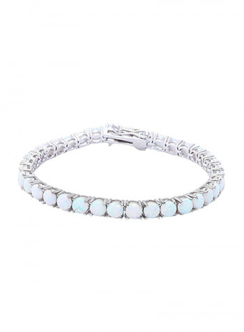 925 Sterling Silver White Fire Opal Bracelet