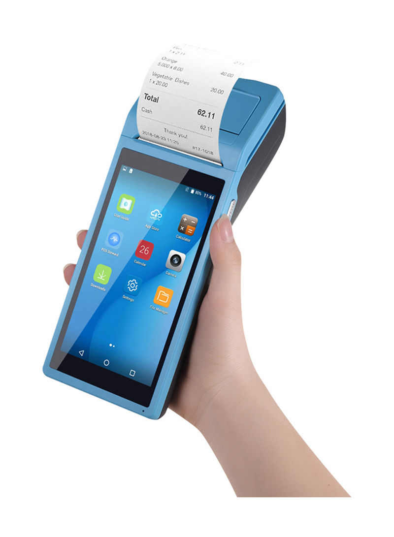 Handheld PDA POS Terminal Wireless Receipt Printer 21.5x8.6x5.3centimeter Blue