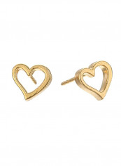 4 Karat Gold Plated Brass Heart Shaped Stud Earrings