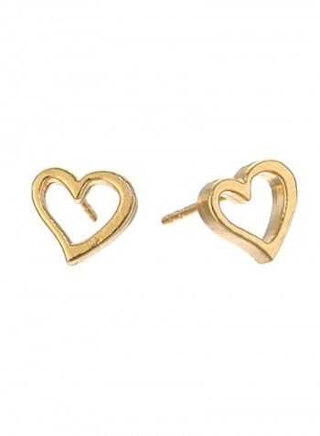 4 Karat Gold Plated Brass Heart Shaped Stud Earrings