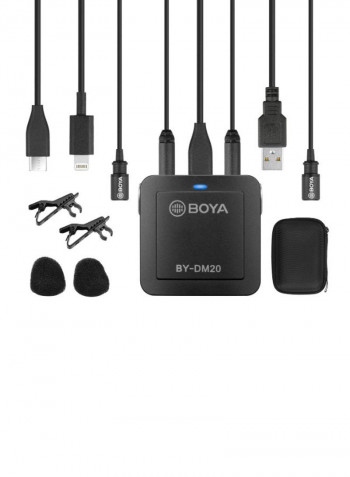 Dual Head Detachable Lavalier Lapel Microphone Kit DD1623 Black