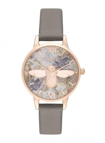 Women's Leather Marble Florals Analog Watch OB16CS19