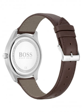 Men's Leather Contemporary Sport Analog Wrist Watch 1513726