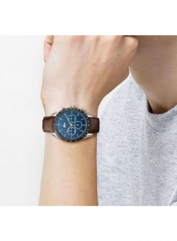 Men's Boston Water Resistance Leather Chronograph Watch 2011093