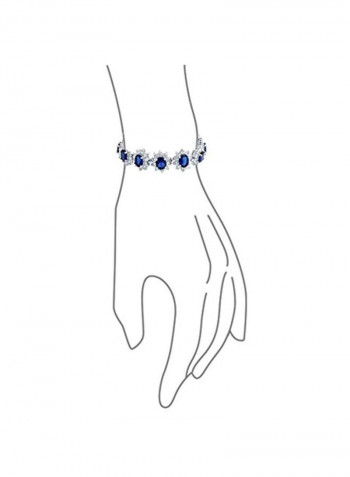 Brass Silver Plated Sapphire Studded Necklace Blue/Silver