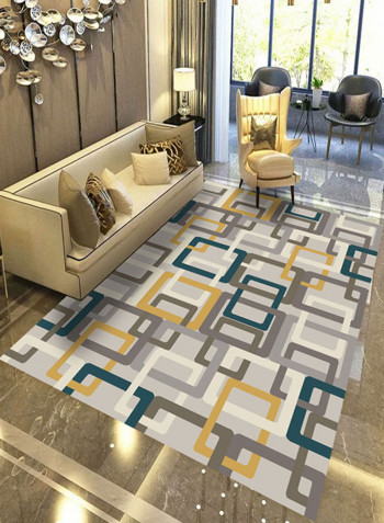 Geometrical Pattern Washable Mat Multicolour 120x160centimeter