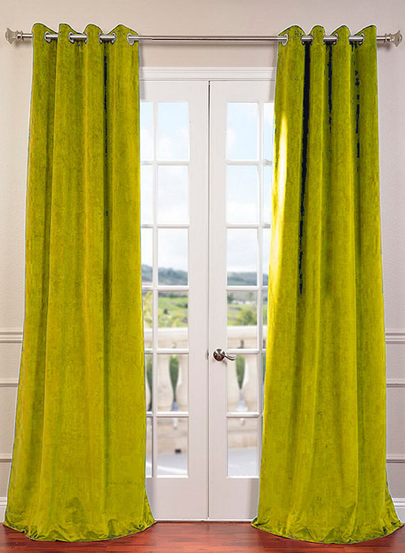 Royal Lined Blackout Eyelet Window/Door Curtain Lemon Green 50 W X 144 Linch