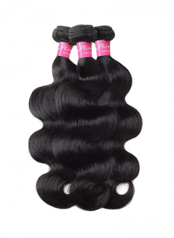 3-Piece Wavy Human Hair Extension Black