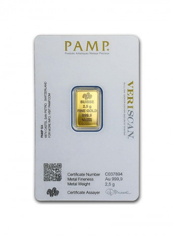 24 Karat Swiss Pamp Queen Fortuna Gold Bar