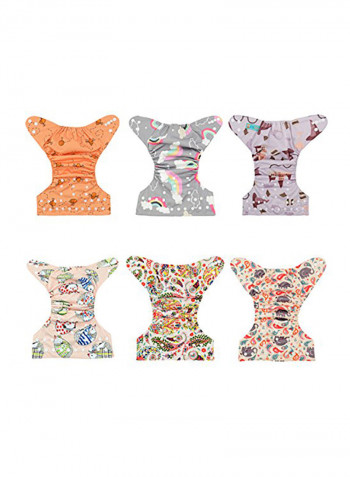 Pocket Cloth Diapers Reusable Washable 6 Piece With 12 Inserts