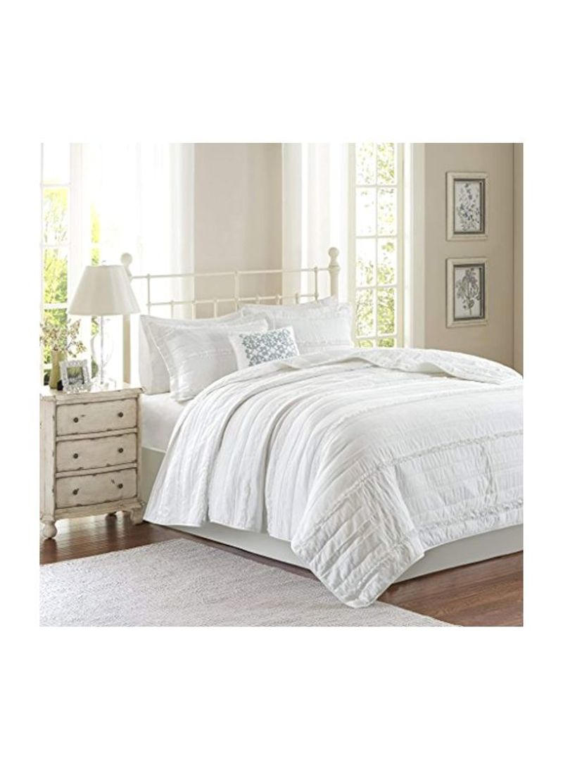 4-Piece Polyester Coverlet Set White King
