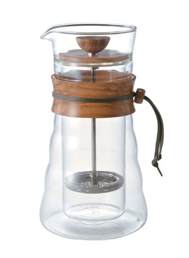 Double Glass Olive Wood Coffee Press 400ML 400 ml 15002575 Clear/Brown