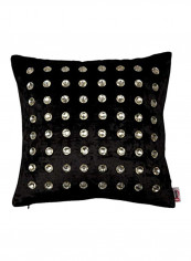 Decorative Crystal Studded Cushion Cover Black 14x14inch