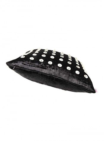 Decorative Crystal Studded Cushion Cover Black 14x14inch