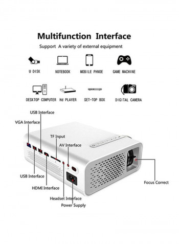 Portable Mini HD Home Projector M206 Silver