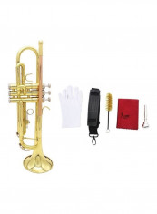 Trumpet Bb B Flat Brass Phosphor Copper Exquisite With Mouthpiece Cleaning Brush Glove Strap