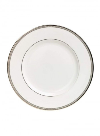 5-Piece Platinum-Banded Bone China Dinner Set White/Silver